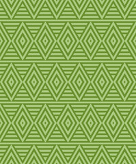 Seamless green grid pattern with repeating geometric triangles