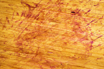 dirty cutting board after red cabbage cutting