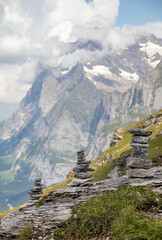 Stacked stones in the mountains