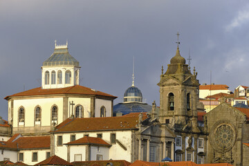 View over the Church Of St Francis and the dome of Bolsa Palace of Porto, Portugal