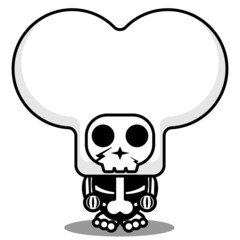 cute half bone skull human mascot costume character cartoon vector