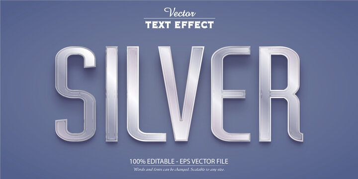 Silver  Text Effect, Editable Grey  Text Style