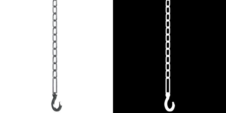3D rendering illustration of a hook and chain