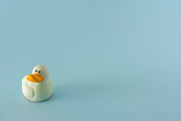 Duck on blue background