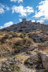 Old medieval castle ruins on a hill