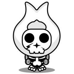 vector cartoon character mascot costume human skull teeth cute gums