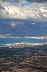 Big cruiseship at fjord