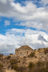 Old medieval castle ruins on a hill