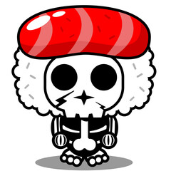 vector cartoon character mascot costume human skull cute sushi food