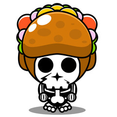 vector cartoon character mascot costume human skull cute taco food
