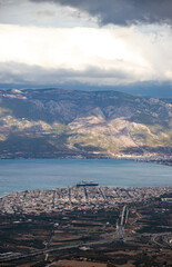 Big cruiseship at fjord