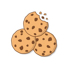 Cookies Vector Icon Illustration. Cookies Bites Flat Icon