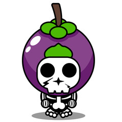 vector cartoon character mascot costume human skull cute mangosteen fruit