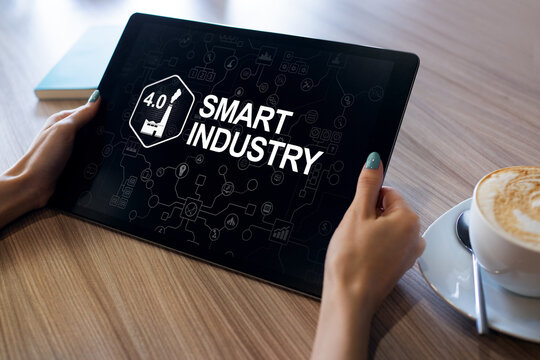 Smart industry 4.0, modern manufacturing, IOT and automation.
