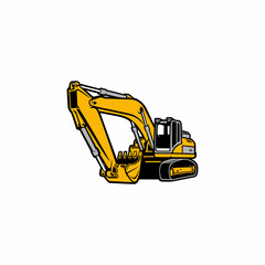 excavator, demolition and land clearing machine vector