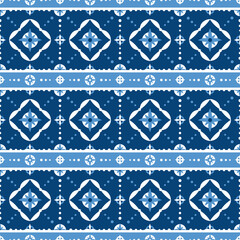 Mexican tile pattern vector with border ornaments. Portuguese azulejos, puebla talavera, spanish ceramic or italian majolica. Tiled mosaic texture background.