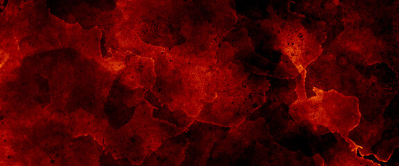 Dark slate background toned classic red color, old textured background, red cement wall with dark texture and banner background,  Scary red wall for background. red wall scratches.