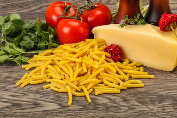 Italian pasta raw Maccheroni for cooking