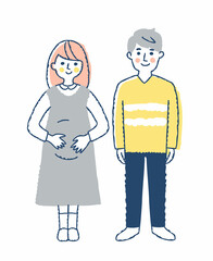 笑顔で立っている妊婦とパートナーの男性