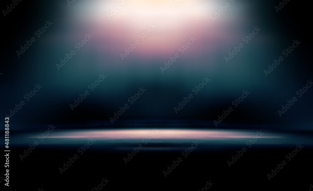 Wall mural blue empty room studio gradient used for background and display your product