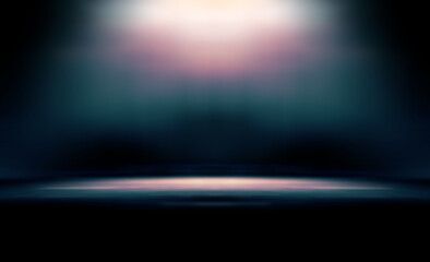 Blue empty room studio gradient used for background and display your product