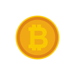 Bitcoin flat design vector illustration concept. Cryptocurrency logo sigh. Digital money. Block chain, finance symbol.
