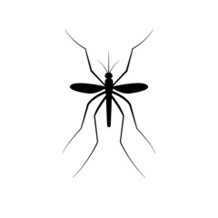 Mosquito black solid vector icon isolated on white background. Mosquito silhouette