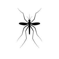 Mosquito black solid vector icon isolated on white background. Mosquito silhouette
