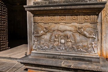 Fragments of Renaissance building of Charles V Palace (Palacio de Carlos V, from 1527). Granada,...
