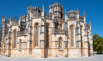 Fototapeta na wymiar The facade of Batalha cathedral in Portugal