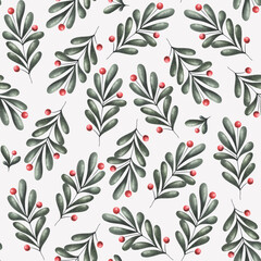 Seamless floral pattern. Watercolor print with botanical elements. 