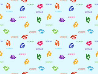Kiss cartoon character seamless pattern on blue background.Pixel style