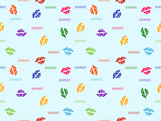 Kiss cartoon character seamless pattern on blue background.Pixel style