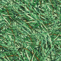 Seamless pattern of meadow grass pattern. Drawing with a marker. The pattern is in green.