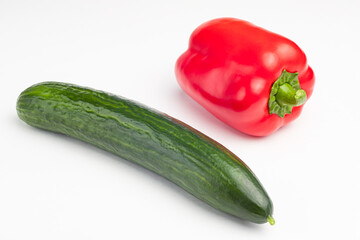 cucumber, sweet pepper on a white background, isolated
