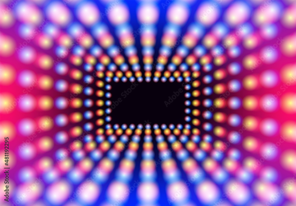 Poster abstract neon rectangle with grid of glowing lights