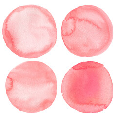 Watercolor pink circles for design, backgrounds. Hand drawn abstract elements.