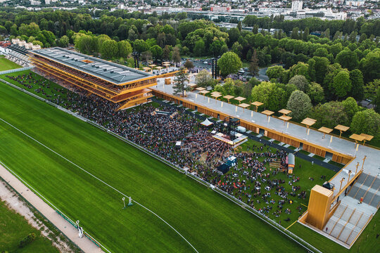 Hippodrome Sunset, Paris, Longchamp, Drone view