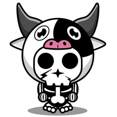 vector cartoon character mascot costume human skull cute cow animal