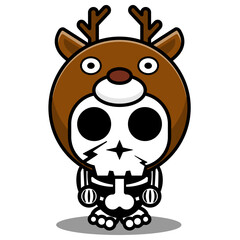 vector cartoon character mascot costume human skull cute deer animal