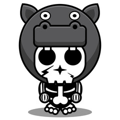 vector cartoon character mascot costume human skull animal cute hippopotamus