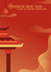 Chinese new year flyer and poster design template or design for angpao. this design is very clean and minimalism.