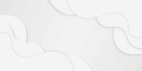 white paper cut background abstract realistic papercut decoration textured with wavy layers. White Gray Light Banner with Paper Cut Abstract Smooth Curves Wavy Background Vector illustration. 
