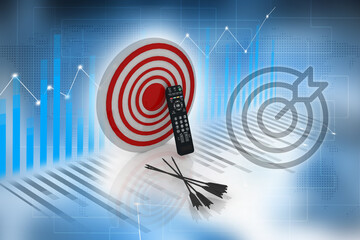 3d illustration target arrow with remote control
