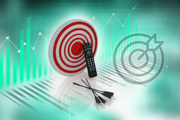 3d illustration target arrow with remote control
