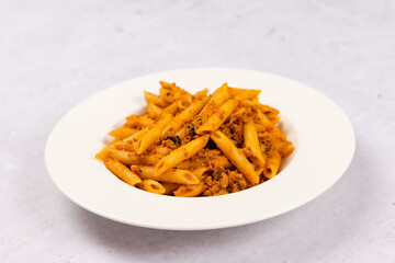 penne pasta with bolognese sauce