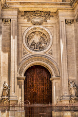 Granada Cathedral or Cathedral of Incarnation (Catedral de Granada, Santa Iglesia Catedral Metropolitana de la Encarnacion de Granada, 1561) - Roman Catholic church in Granada city. Andalusia, Spain.