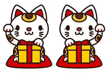 招き猫のイラスト（プレゼント）