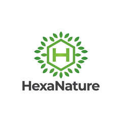 letter H hexagon nature logo template