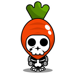 vector cartoon character mascot costume human skull vegetable cute carrot